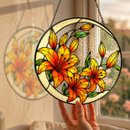 Pink Stargazer Lily Stained Glass Suncatcher