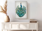 Peacock Canvas Wall Art Teal Blue Green Painting