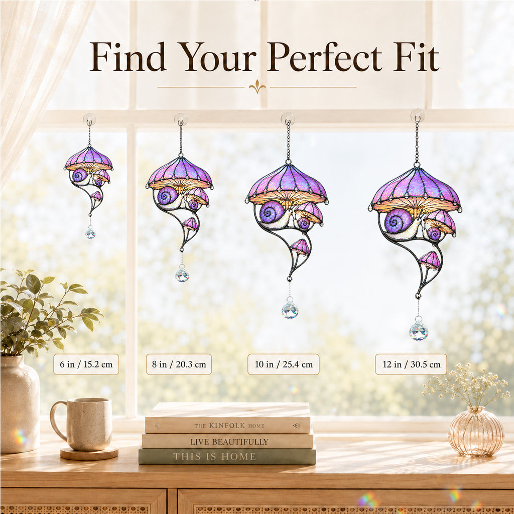 Snail & Mushroom Holographic Acrylic Suncatcher