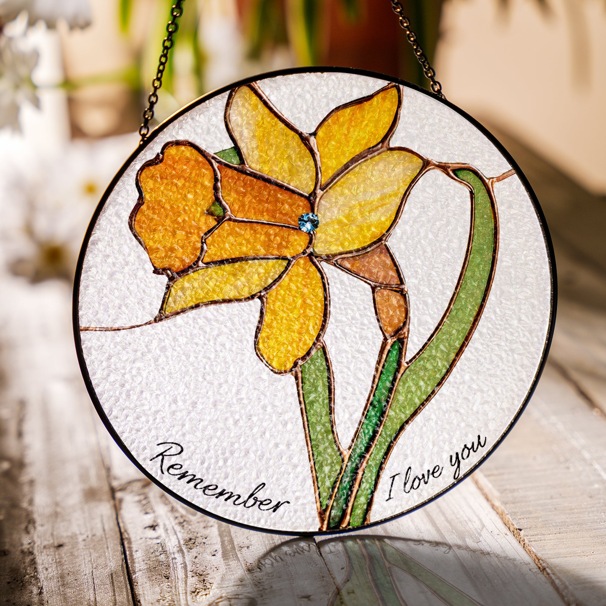 Custom Flower Name Stained Glass Suncatcher