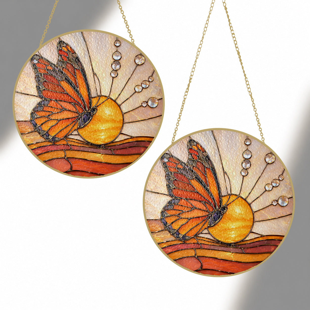 Butterfly Sunrise Stained Glass Suncatcher