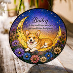 Personalized Dog Memorial Moon Stained Glass Suncatcher