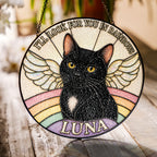 Personalized Cat Memorial Angel Wings Stained Glass Suncatcher