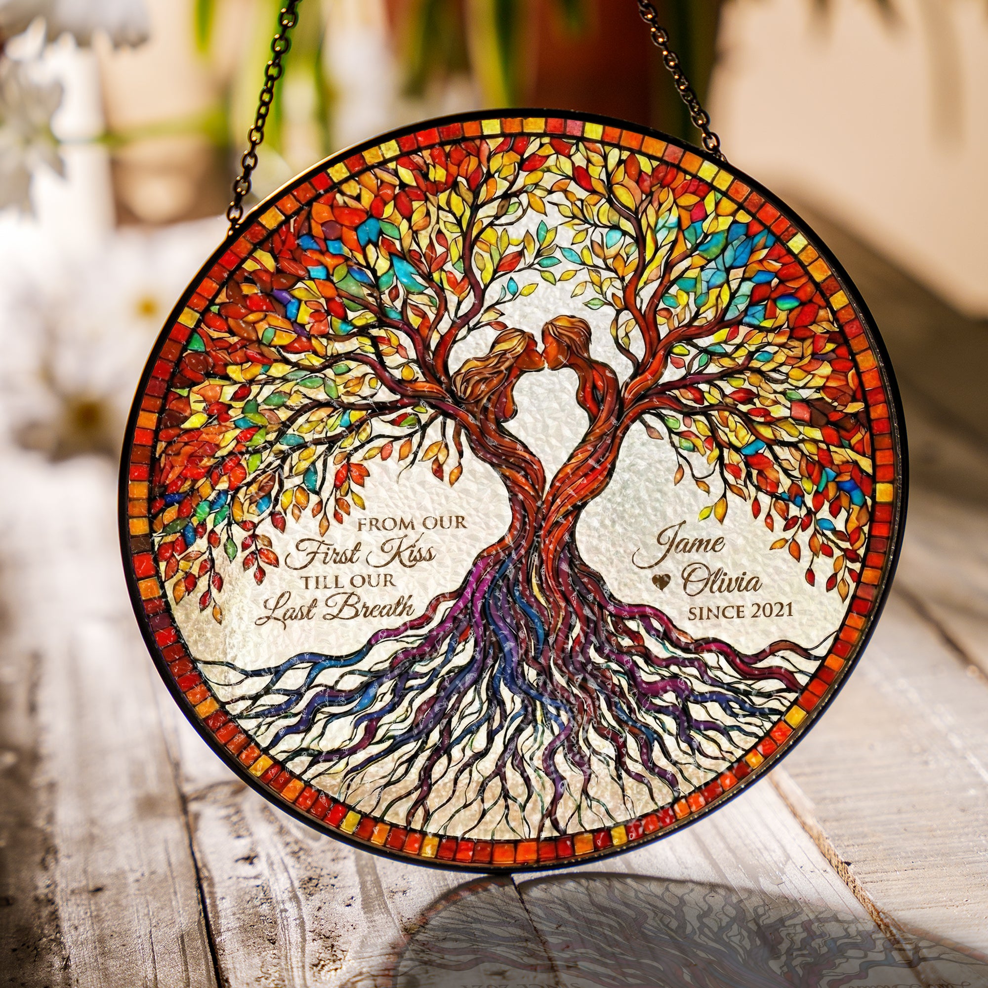 Custom Tree of Life Stained Glass Suncatcher