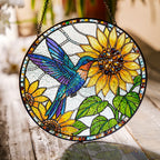 Hummingbird Sunflower Stained Glass Suncatcher