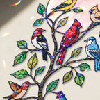 Songbirds on a Branch Pink Moon Holographic Acrylic Suncatcher