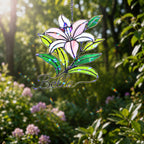 Personalized Pink Lily Flower Holographic Acrylic Suncatcher