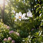 Personalized White Magnolia Branch Holographic Acrylic Suncatcher