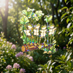 Four Frogs Reading Books on a Log Holographic Acrylic Suncatcher