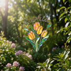 Personalized Yellow Tulip Bouquet Holographic Acrylic Suncatcher