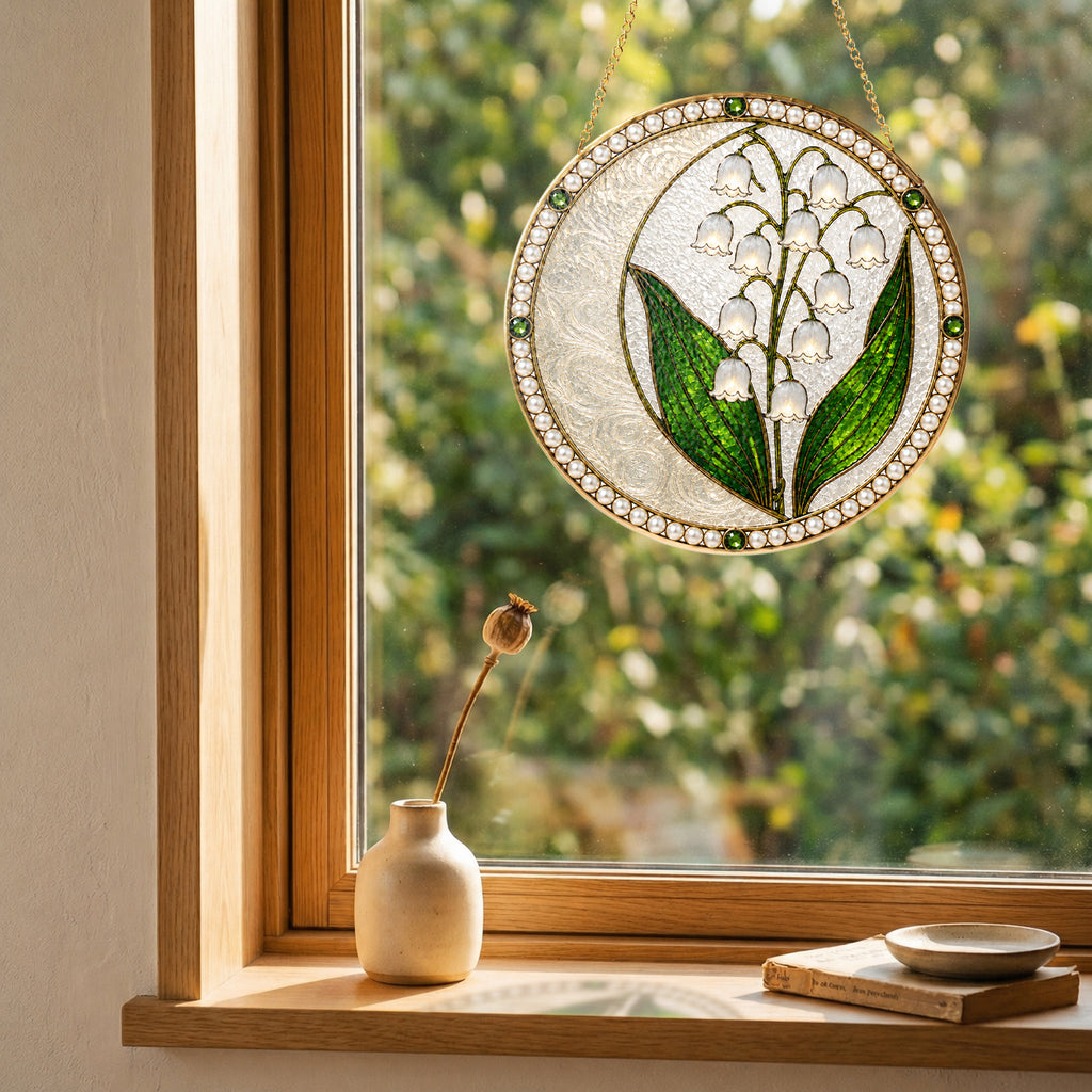 Lily of the Valley Pearl Stained Glass Suncatcher
