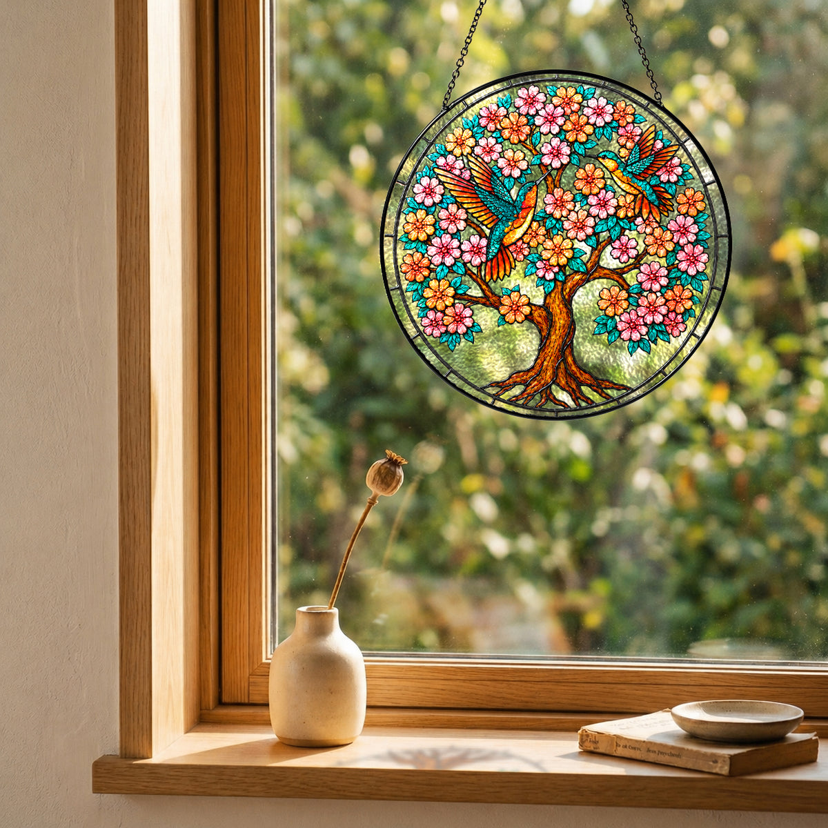Personalized Hummingbird Tree of Life Memorial Suncatcher