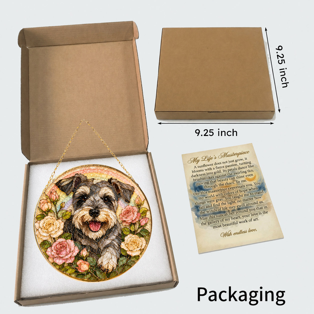Personalized Schnauzer Rose Suncatcher