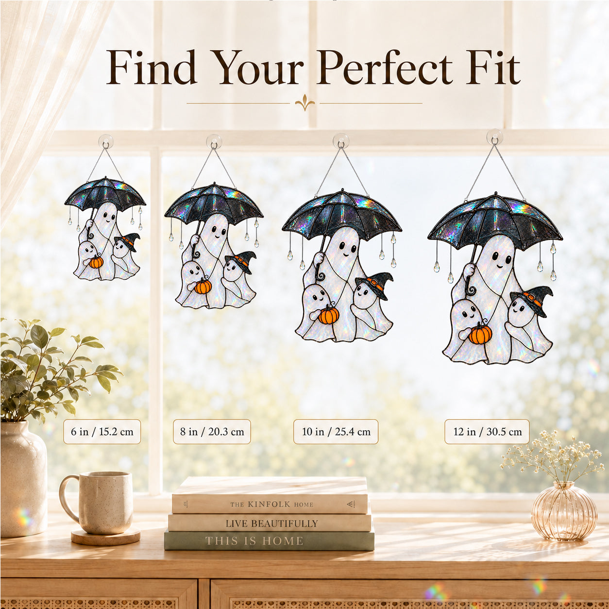 Ghost Family & Umbrella Holographic Acrylic Suncatcher