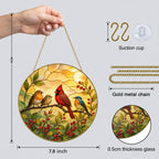 Cardinal & Songbirds Stained Glass Suncatcher