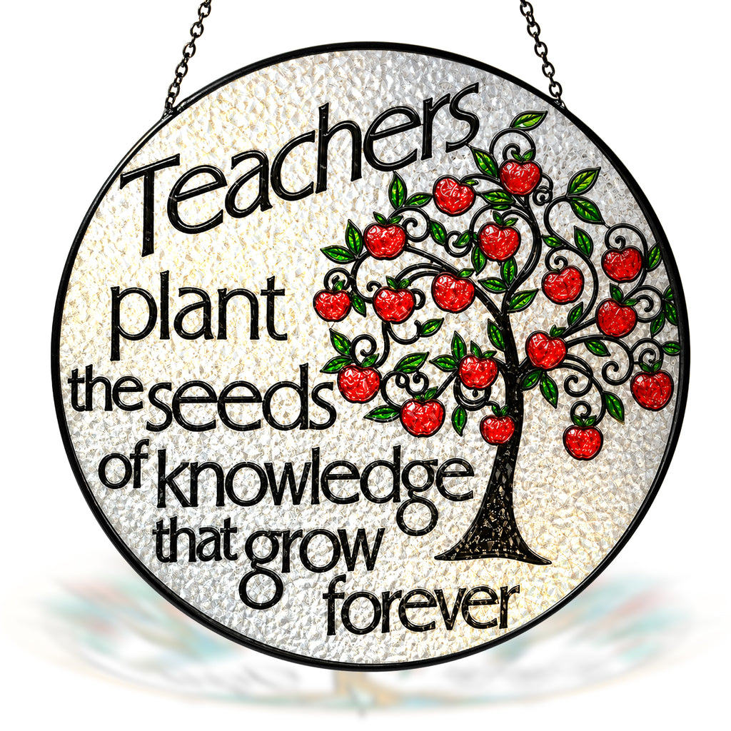 Teacher Appreciation Apple Tree Stained Glass Suncatcher