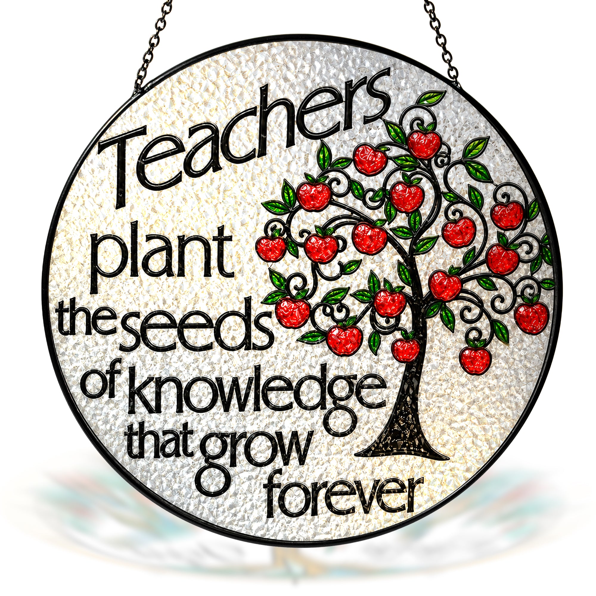 Teacher Appreciation Apple Tree Stained Glass Suncatcher