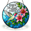 Enjoy the Little Things Hummingbird Stained Glass Suncatcher