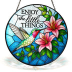 Enjoy the Little Things Hummingbird Stained Glass Suncatcher