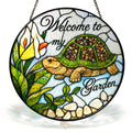 Welcome to My Garden Turtle Stained Glass Suncatcher