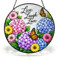 Live Laugh Love Floral Butterfly Stained Glass Suncatcher