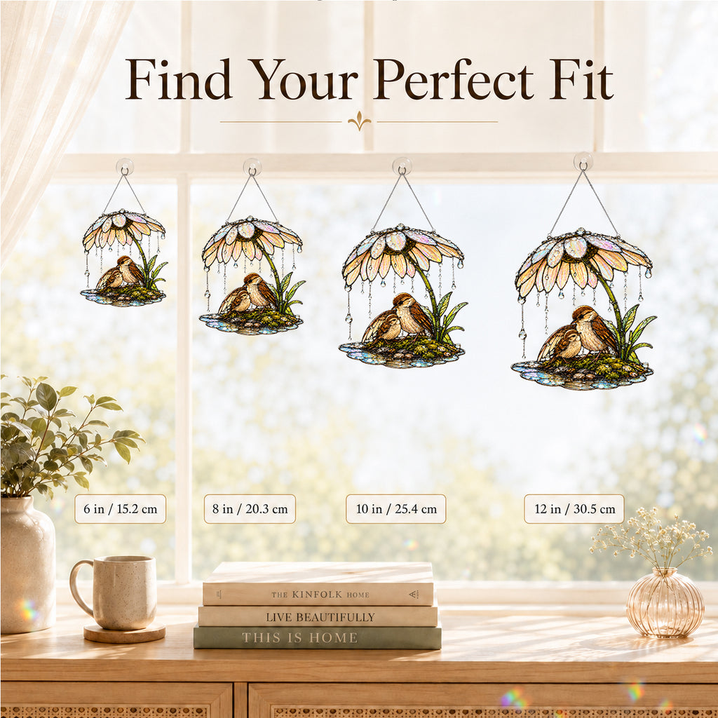 Sparrow & Daisy Umbrella Holographic Acrylic Suncatcher