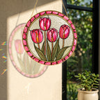 Pink Tulip Stained Glass Suncatcher