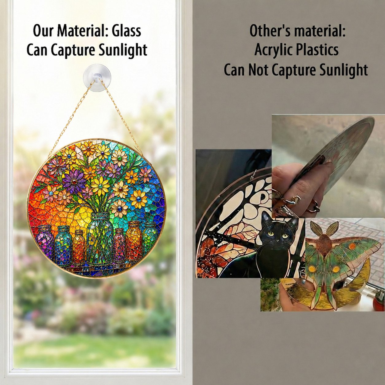 Colorful Floral Stained Glass Suncatcher