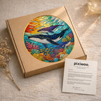 Whale Ocean Stained Glass Suncatcher