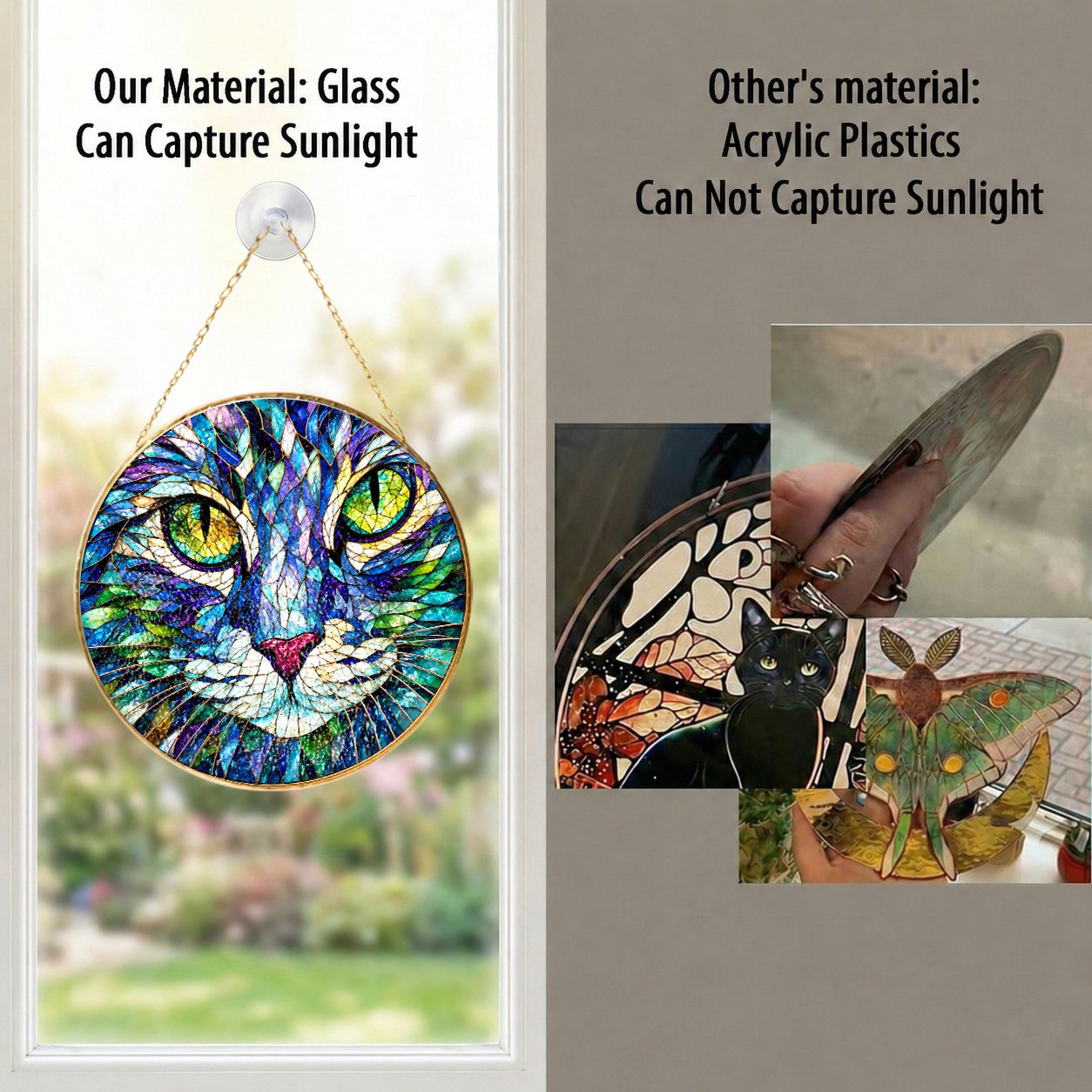 Cat Face Stained Glass Suncatcher