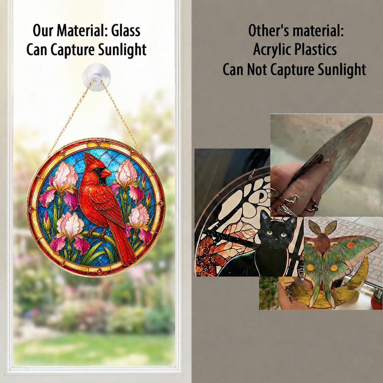 Cardinal Stained Glass Suncatcher