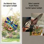 Dragonfly Floral Stained Glass Suncatcher