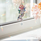 Hummingbird Flowering Branch Holographic Acrylic Suncatcher with Charm
