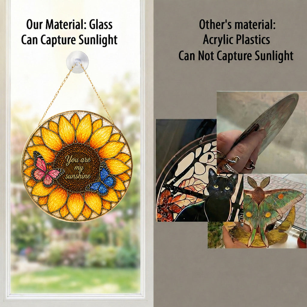 You Are My Sunshine Sunflower Stained Glass Suncatcher