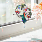 Hummingbird Blooming Vine Holographic Acrylic Suncatcher with Charm