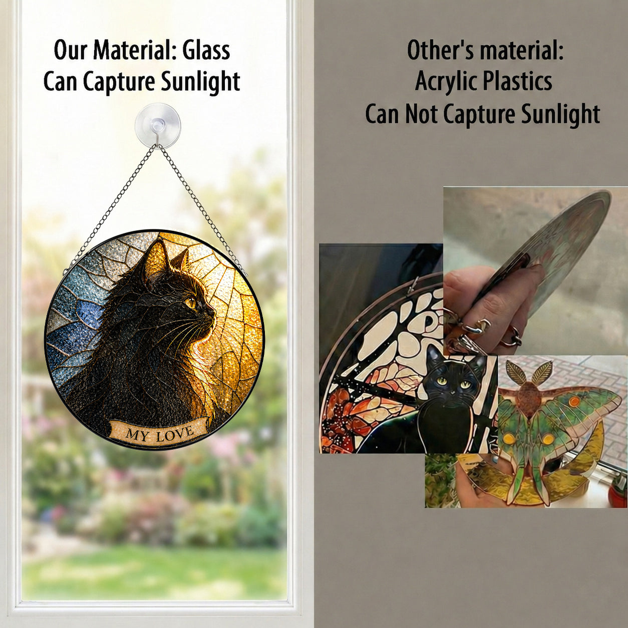 Black Cat Memorial Suncatcher as window decor