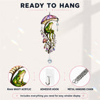 Frog & Mushroom Umbrella Holographic Acrylic Suncatcher