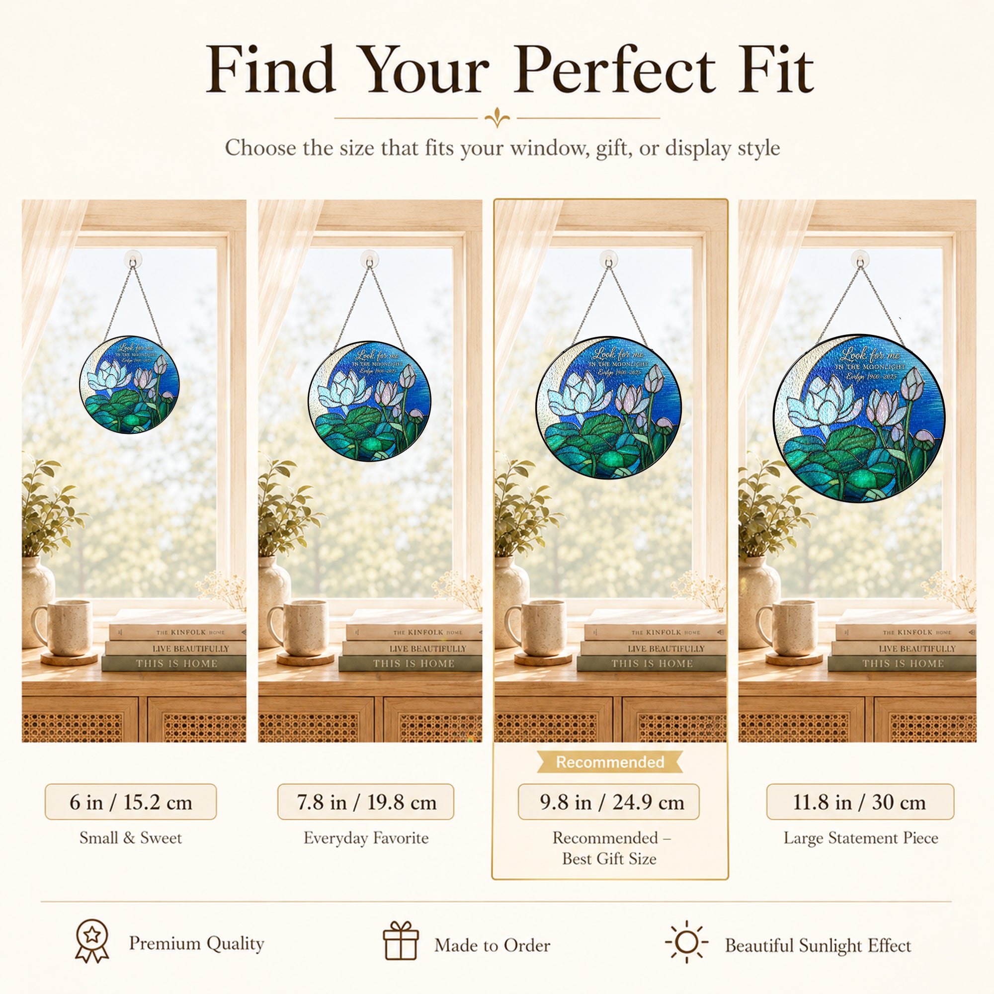 Personalized Memorial Suncatcher – Look For Me In The Moonlight Lotus Stained Glass