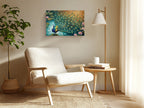 Peacock Canvas Wall Art Teal Blue Green Peacock Painting, 3D Feather Look for Living Room Bedroom Office