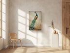 Peacock Canvas Wall Art Vintage Peacock Painting with Wildflowers