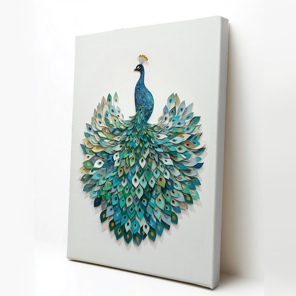 Peacock Canvas Wall Art Teal Blue Green Painting