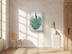 Peacock Canvas Wall Art Teal Blue Green Painting