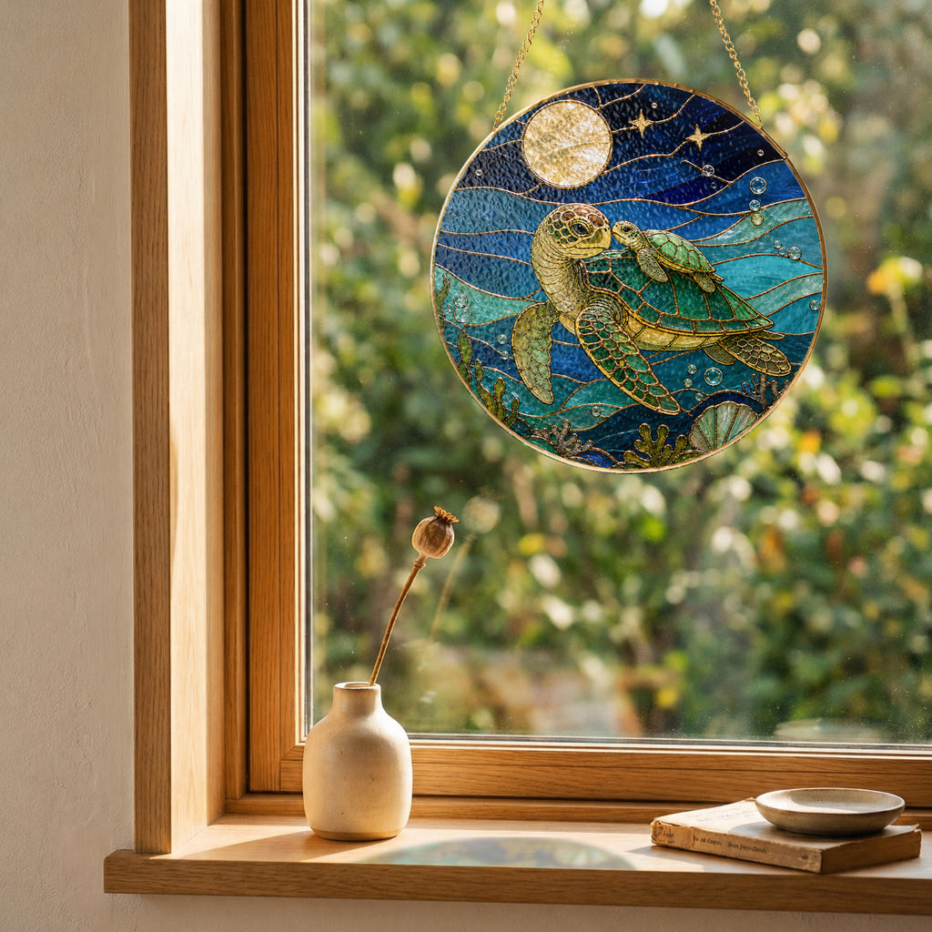 Sea Turtle Stained Glass Suncatcher
