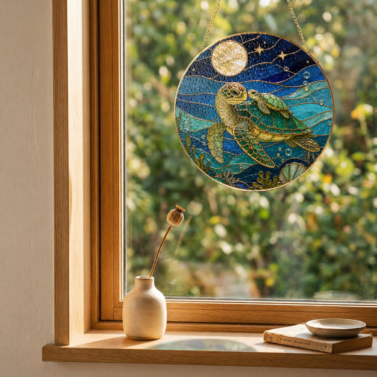 Sea Turtle Stained Glass Suncatcher