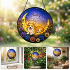 Personalized Dog Memorial Moon Stained Glass Suncatcher