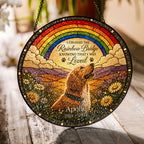 Personalized Rainbow Bridge Dog Memorial Stained Glass Suncatcher