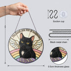 Personalized Cat Memorial Angel Wings Stained Glass Suncatcher