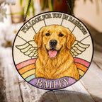 Personalized Dog Memorial Angel Wings Stained Glass Suncatcher