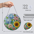 Hydrangea Sunflower Rose Stained Glass Suncatcher