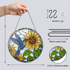 Hummingbird Sunflower Stained Glass Suncatcher